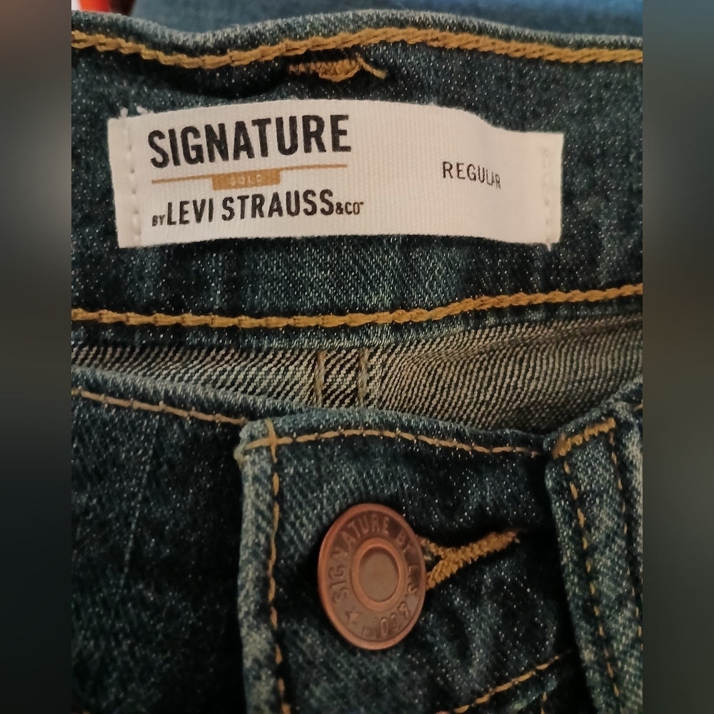 Mens Signature Levis Straight Regular Jeans Dark Blue 28x34 - Picture 4 of 6